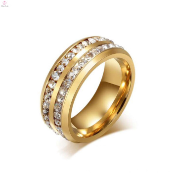 Anillo grabado cristalino del acero inoxidable, diseño del anillo de dedo del oro para los hombres de las mujeres con precio